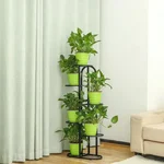 Heavy Duty 6-Tier Vertical Plant Stand, Metal Indoor & Outdoor Planter Display Rack for Multiple Flower Pots