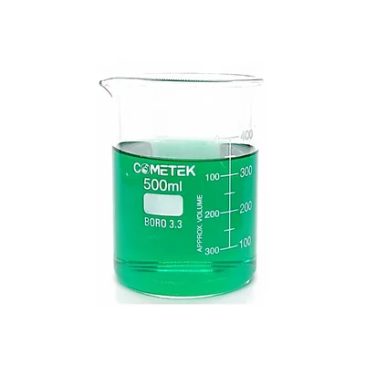 COMETEK 500ml Borosilicate Glass Beaker | Low Form, 50mL Graduations Heat Resistant Laboratory Glassware (Pack of 1)