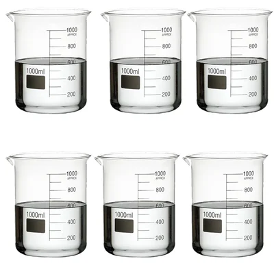 SBT Instruments 6pcs 1000ml Borosilicate Glass Beaker Low Form with Spout for Laboratory & Scientific Equipment's