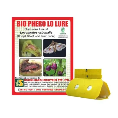 Combo Pack of - BIO PHERO LO (Lucinodes Orbonalis) 10 Lures & 10 Delta Traps for Brinjal Fruit & Shoot Borer