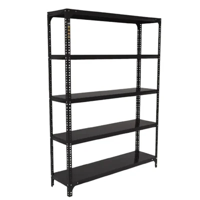 FIDVI® 9D X 35L X 48H Inch 5 Shelves Powder Coated Slotted Angle Metal Rack With Accessories ( SR-006) 