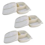 3 Compartment Cornstarch Meal Tray with Leak-Proof Lid, Biodegradable Food Serving Tray for Tiffin Takeaway & Catering