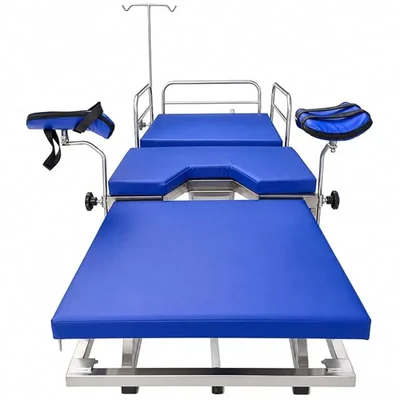 LuxMed LM-GYN-500A Electric Gynecological Examination Bed: Stainless Steel Motorized Height Lithotomy Table
