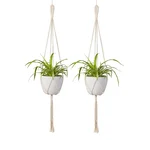 Ecofynd Macrame Plant Hanger Without Pot | Flower Pot Holders for Indoor Outdoor - Pack of 4(EC18031-102-M2)