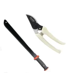Sunya Set of a Machete with Top Saw & Protective Cover and a Bypass Pruner| Used for Cutting/Trimming/Garden Maintenance - 2 Tools