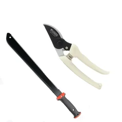 Sunya Set of a Machete with Top Saw & Protective Cover and a Bypass Pruner| Used for Cutting/Trimming/Garden Maintenance - 2 Tools