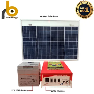 RB Solar 15 KV Solar Zatka Machine to Cover 150 Bigha Area with 40 Watt Solar Panel, 26 Ah Battery and Accessories