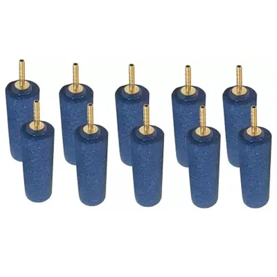 Aquarium 4 Inch (10.16 cm) Air Stone with Brass Nozzle for Diffuse Air in Tank & Provide Oxygen for Fishes (Pack of 10)