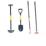 Round Nose Shovel with Wooden Handle, Edging Iron, Cultivator, Garden Bow Rake of 14 Teeth
