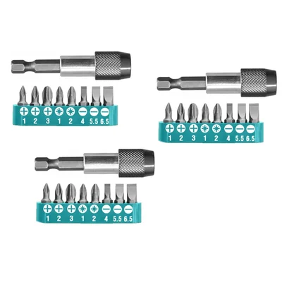 Total 9pcs Magnetic Screw Driver Bit Set (TACSD3091) - Pack of 3