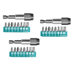 Total 9pcs Magnetic Screw Driver Bit Set (TACSD3091) - Pack of 3