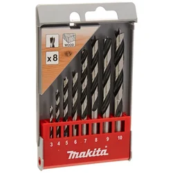 Makita 8 Pcs 3, 4, 5, 6, 7, 8, 9, 10 mm Wood Drill Bit (D-57227)