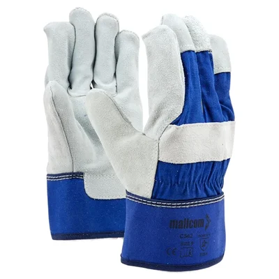 Mallcom Safety Gloves, C542 Canadian Leather Rubberized Cuff & Knuckle Reinforcement & Protection