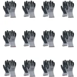 Mallcom P35NBG Grey Polyester 15 Gauge Seamless Liner Coated Sandy Finish Nitrile Gloves - Pair of 12