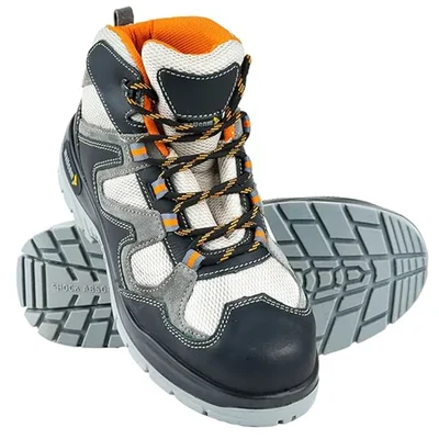 Mallcom Ocelot Black Safety Shoes for Men, High Ankle Safety Boot with Steel Toe, Injected Double Density PU Sole(Size-4)