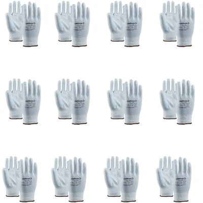 Mallcom P213W White 13 Gauge Seamless Nylon Liner Coated with White PU Compound Safety Gloves - Pair of 12