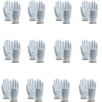 Mallcom P213W White 13 Gauge Seamless Nylon Liner Coated with White PU Compound Safety Gloves - Pair of 12