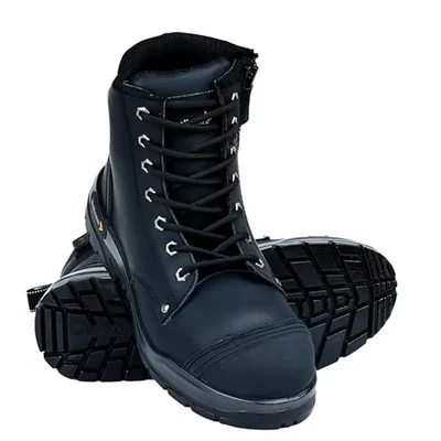 Mallcom Scar Black Safety Boot for Men, High Ankle Footwear with Steel Toe, PU Midsole, Rubber Outsole Double Density Shoe(Size-4)