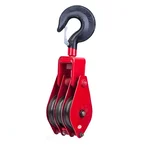 Heavy Duty 4 Inch Triple Sheave Manila Rope Pulley With Safety Latch, 3 mm Plate Thickness