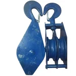 Heavy Duty 4 Inch Double Sheave Manila Rope Pulley With Safety Latch, 3 mm Plate Thickness