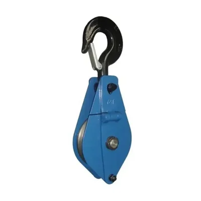 UTC Heavy Duty 4 Inch Single Sheave Manila Rope Pulley With Safety Latch, 3 mm Plate Thickness, Mild Steel, 1 Ton Load Capacity