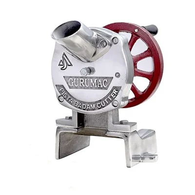AJ GURUMAC Red, Hand Operated Aluminum Pista Badam and Dry Fruit Slicer Machine With Iron Wheel