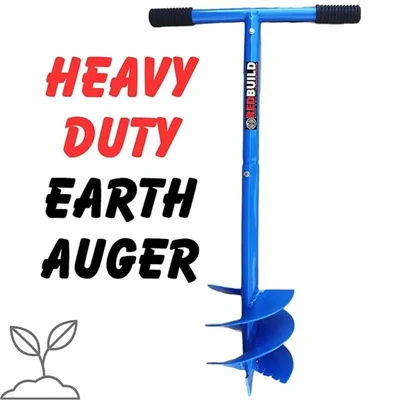 REDBUILD Manual Earth Auger Hole Digger 6-Inch | Professional Post Hole Digger & Soil Digging Tool(Model-Short Blade)