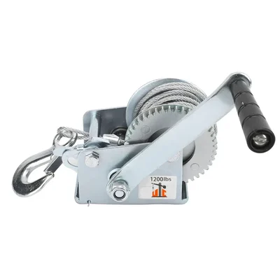 UTC 1200 lbs Manual Hand Winch With 10 Meter, 6 mm Galvanized Wire Rope & Eye Hook