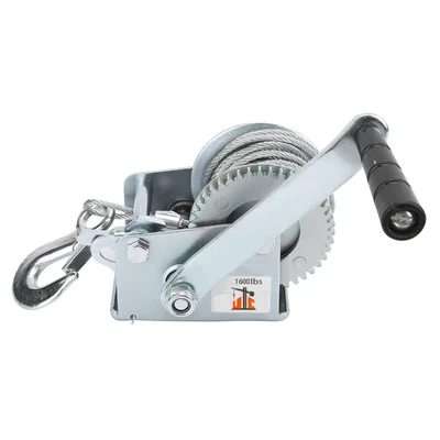 UTC 1600 lbs Manual Hand Winch With 10 Meter, 6 mm Galvanized Wire Rope & Eye Hook