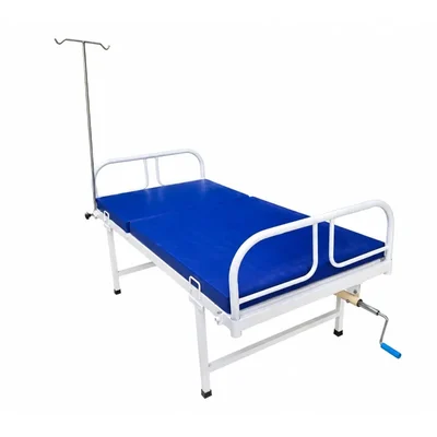 LuxMed LM-MHB-01 Mild Steel Frame Manual Hospital Bed 1910x900x600 mm Backrest Adjustment IV Stand Provision