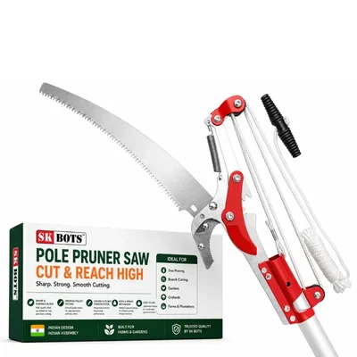S K BOTS Heavy Duty Manual Pole Pruner Head with High Carbon Steel Curved Saw For Orchards & Landscape Gardening