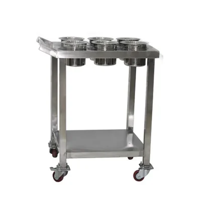 Vinayak Machines 75 x 60 x 85 cm 6 Pot Stainless Steel Masala Trolley With Undershelf