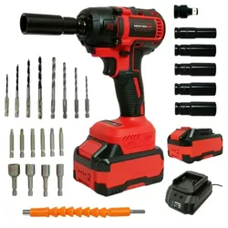 MASTERPRO 1/2 Inch 21V Lithium-Ion Cordless Impact Wrench with Battery, Charger & Accessories, 3300 RPM