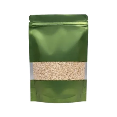 100 gm, 10 x 17cm 112 Micron Matt Olive Green Finish Ziplock Pouch with Transparent Window for Food Packaging(Pack-50 Pcs)