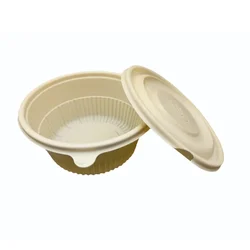 1250ml Premium Cornstarch Round Meal Container with Lid for Food Takeaway, Servings and Storage(Pack-25 pcs)