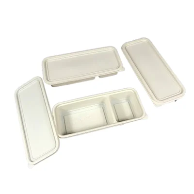 Premium 500ml, 2-Compartment Cornstarch Meal Container with Lid(Pack-50 pcs)