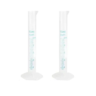 SBT 2 pcs 10ml Polypropylene Measuring Cylinder with Hexagonal Base and Blue Printed Graduation