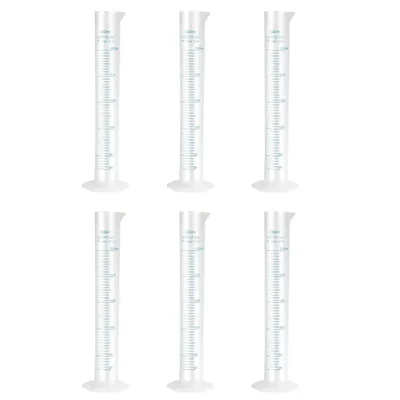 SBT 6 pcs 250ml Polypropylene Measuring Cylinder with Hexagonal Base and Blue Printed Graduation