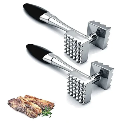 Meat Hammer with ABS Handle 23 cm (Pack of 2), Stainless Steel Dual-Sided Meat Tenderizerfor Cooking & Catering