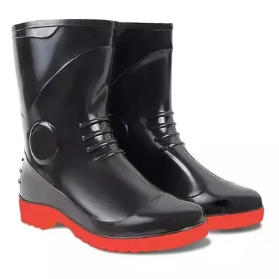Hillson Double Density PVC Industrial Safety Gum Boot with Anti-Skid Red Rubber Sole WI-MECURY/GUMBOOT(Size-6)