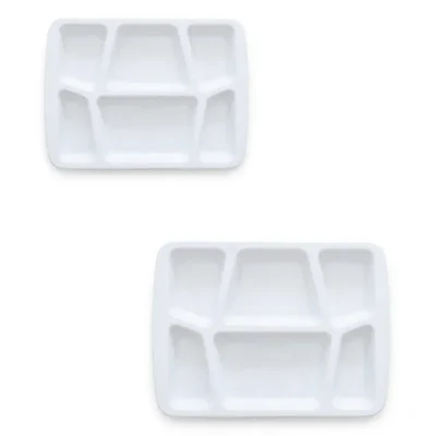 Melamine 6-Partition Shatterproof Cafeteria Dinner Plate(Pack-2pcs)