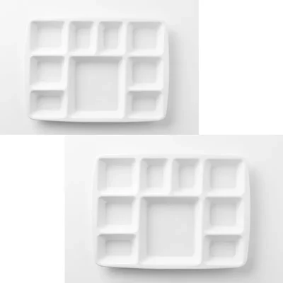 Melamine 9-Partition Large Thali Tray Break-Resistant Plates(Pack-2pcs)