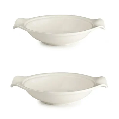 Iris 10.5-Inch Melamine White Modern Break Resistant Biryani Serving Bowl Set (Pack of 2)