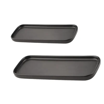 Black Melamine Pinnacle Platter Set, Size 9.30 inch and 11.25inch, Serving Dish for Restaurant, Outdoor Dining