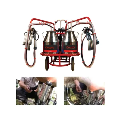 Cowfy Trolley Type 25L Double Bucket Milking Machine