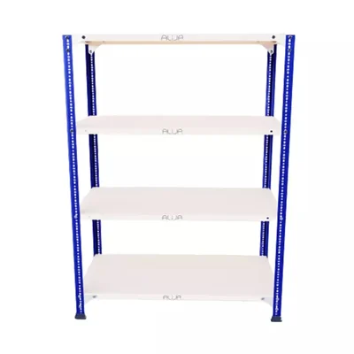 Menage 48 x 35 x 18 Inches 4 Shelves Metal Black and Ivory Slotted Angle Rack (20 Gauge Shelves, 14 Gauge Angle)
