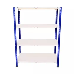 Menage 48 x 35 x 18 Inches 4 Shelves Metal Black and Ivory Slotted Angle Rack (20 Gauge Shelves, 14 Gauge Angle)