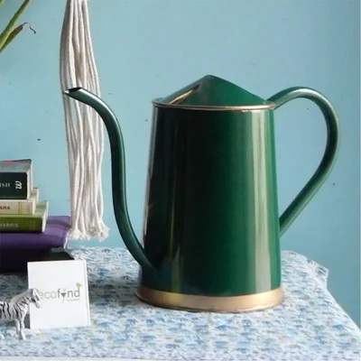 Ecofynd Metal Watering Can 1.5 Liter Green for Home Gardening