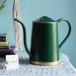 Ecofynd Metal Watering Can 1.5 Liter Green for Home Gardening