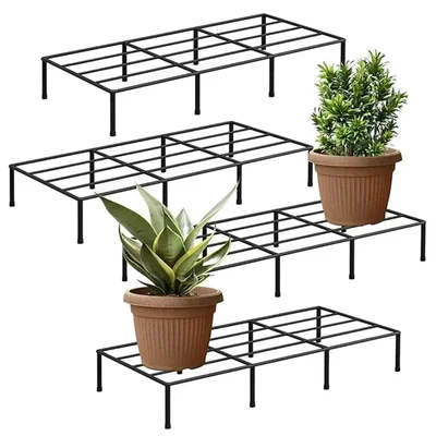 Heavy Duty 24 Inches Plant Stand Galvanised Metal Flower Pot Holder (PACK 4)